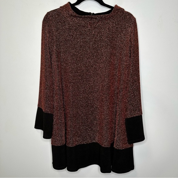 IC By Connie K Copper Metallic Colorblock Pullover Stretch Knit Tunic Top XXL - Picture 1 of 11